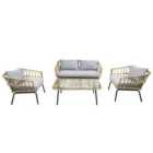 Designdrop Borgia 4 Seat Garden Patio Lounge Set w/ Cushions