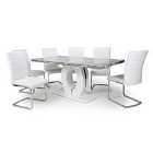 Shankar Neptune Large Dining Table & 6 Callisto White Dining Chairs Set