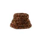 PIECES Brown Leopard Print Faux Fur Bucket Hat