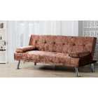 SleepOn Italian Style Crushed Velvet Sofa Bed With Chrome Legs Brown