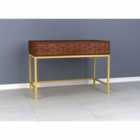 FURNITURE LINK Ivy Desk - Mango Wood/Gold Metal