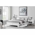 Furniture Box Azure White Wooden Solid Pine Quality Double Bed Frame And Sprung Luxury Mattress with 2 Underbed Drawers
