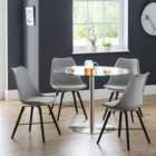 Milan Round Dining Table with 4 Kari Grey Chairs
