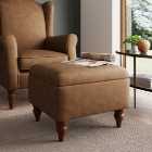 Oswald Storage Footstool Tapered Leg, Faux Leather