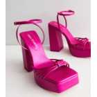 Public Desire Bright Pink Platform Block Heel Sandals