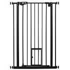 PawHut Extra Tall Dog Gate with Cat Flap (104 cm Tall 74-80 cm Wide) - Black
