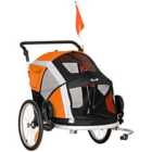 PawHut Dog Bike Trailer 2-in-1 Pet Stroller for Large Dogs - Orange