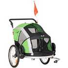 PawHut Dog Bike Trailer 2-in-1 Pet Stroller for Large Dogs - Green