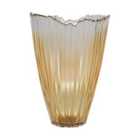 Ivyline Amber Rippled Glass Vase