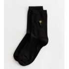 Black Embroidered Glitter Palm Tree Socks