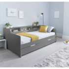 Tyler Grey 3ft Single Bed With Storage Shelf
