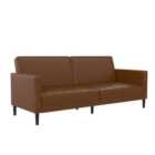 Liam Faux Leather Clic Clac Camel Double Sofa Bed