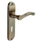 Capri Antique Brass Lever Lock Door Handle - 1 Pair