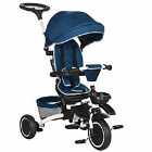Homcom Multifunctional Baby Trike With Rotatable Seat, Push Handle - Blue