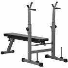 Homcom Adjustable Weight Bench Foldable With Barbell Rack And Dip Station Black And Grey