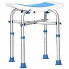 Homcom Adjustable Shower Stool With Suction Foot Pads Blue