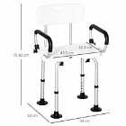 Homcom Adjustable Shower Stool With Suction Foot Pads White