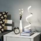 HOMCOM LED Table Lamp with Round Metal Base for Home Office White