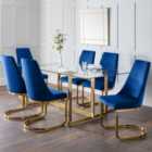 Minori Rectangular Dining Table with 6 Vittoria Chairs, Glass