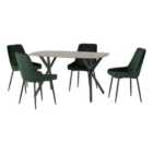 Athens Rectangular Dining Table with 4 Avery Chairs, Concrete Effect