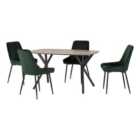 Athens Rectangular Dining Table with 4 Avery Chairs, Oak Effect