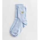 Pale Blue Embroidered Glitter Bee Socks
