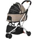 PawHut 2-in-1 Foldable Pet Stroller/Carrying Bag - Brown