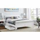 Furniture Box Azure White Wooden Solid Pine Quality King Bed Frame And Sprung Luxury Mattress with 2 Underbed Drawers
