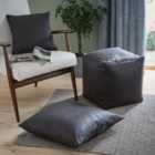 Faux Leather Black Floor Cushion
