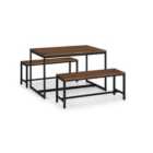 Tribeca Rectangular Dining Table with 2 Tribeca Benches, Brown