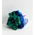 3 Pack Green Blue and Lilac Agate Scrunchies