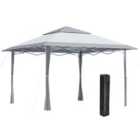 Outsunny 4 x 4m Pop-up Gazebo w/ Roller Bag and Adjustable Legs - Grey