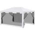 Outsunny 4 x 3m Party Tent w/ Mesh Sidewalls - White