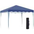 Outsunny 3x3m Pop Up Gazebo w/ Carry Bag and Adjustable Height - Blue