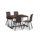 Tribeca Rectangular Dining Table with 4 Monroe Chairs, Brown