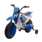 Homcom 12V Kids Ride-on Electric Motorbike With Training Wheels - Blue