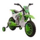 Homcom 12V Kids Ride-on Electric Motorbike With Training Wheels - Green