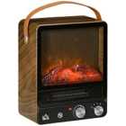 Homcom Freestanding Electric Fireplace Heater With Realistic Flame Effect - Walnut
