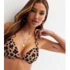 Brown Leopard Print Moulded Triangle Bikini Top