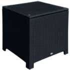Outsunny Rattan Garden Furniture Side Table w/ Tempered Glass - Black