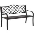Outsunny Outdoor 2 Seater Garden Bench Antique Style Cast Iron - Brown