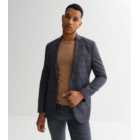 Navy Check Skinny Fit Suit Jacket