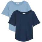 M&S Cotton Modal Cool Comfort Pyjama Tops, 2 Pack, 8-18, Navy Mix