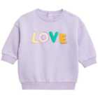 M&S Girls Cotton Rich Love Slogan Sweater, 0 Months-3 years, Purple