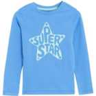 M&S Super Star Placement LS Top, 2-7 Years, Azure Blue