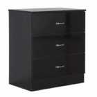 Fwstyle Modern Black Gloss 3 Drawer Chest Of Drawers