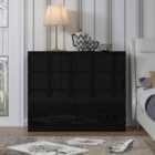 Fwstyle Large Black Gloss 8 Drawer Chest Of Drawers