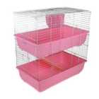 Little Friends Rabbit 80cm Double Cage Indoor for Rabbits/Guinea Pigs - Pink