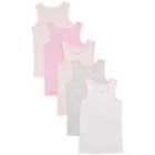 M&S Girls Pure Cotton Spotted & Plain Vests 5 pack, 2-12 Years, Pink Mix