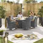 Nova Sienna 6 Seat Outdoor Dining Set With 1.8M X 1.2M Oval Table And Fire Pit - Grey